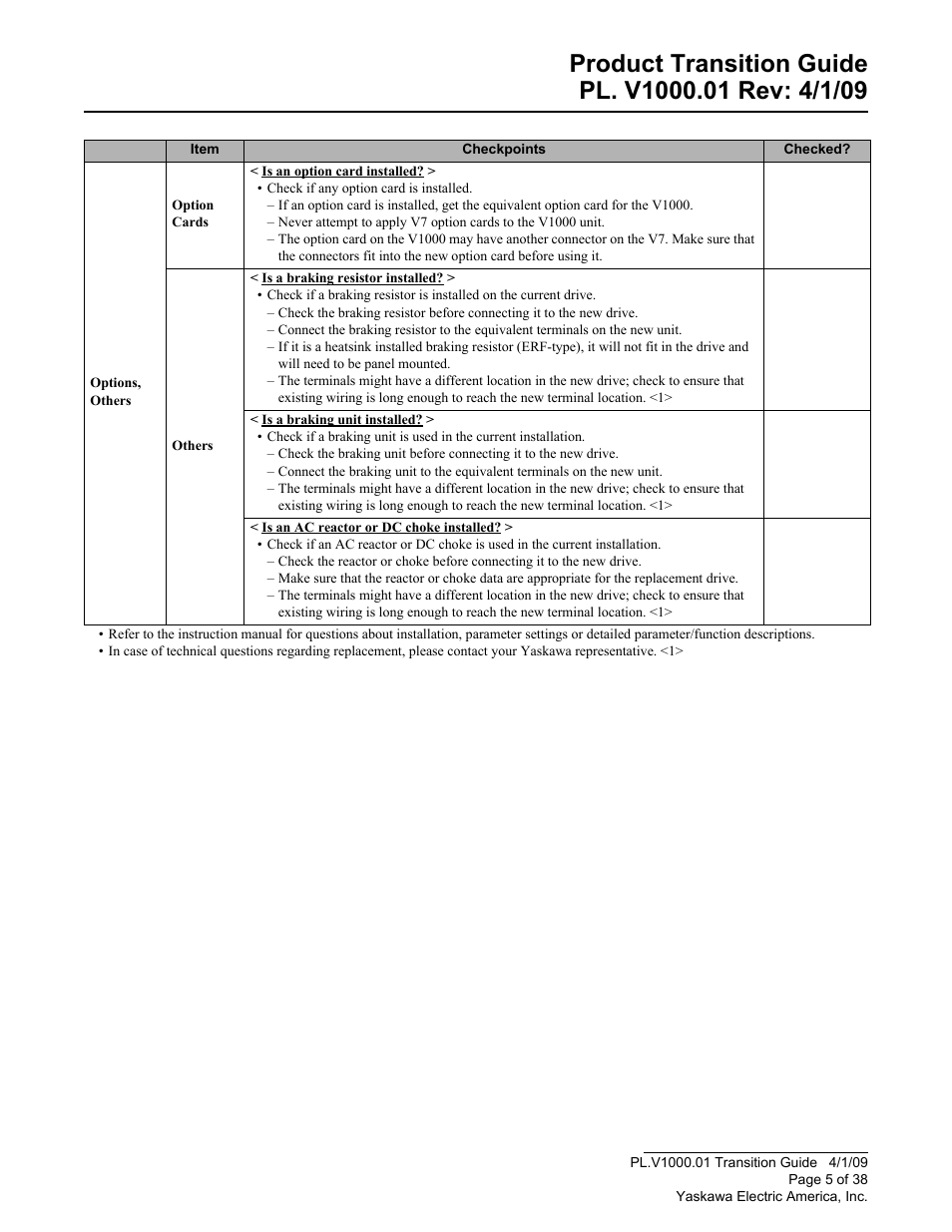 Yaskawa VS606 V7 to V1000 User Manual | Page 5 / 38