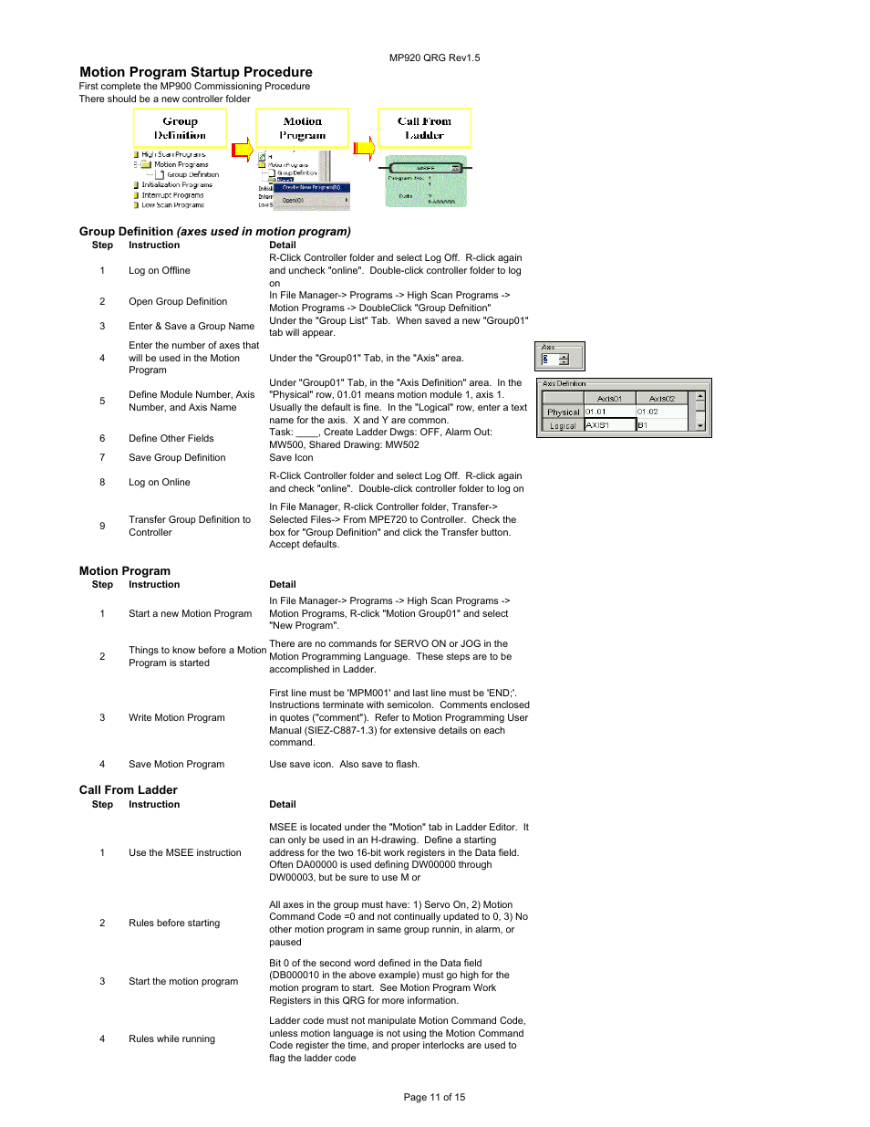 Motion program startup procedure | Yaskawa MP900 User Manual | Page 10 / 13