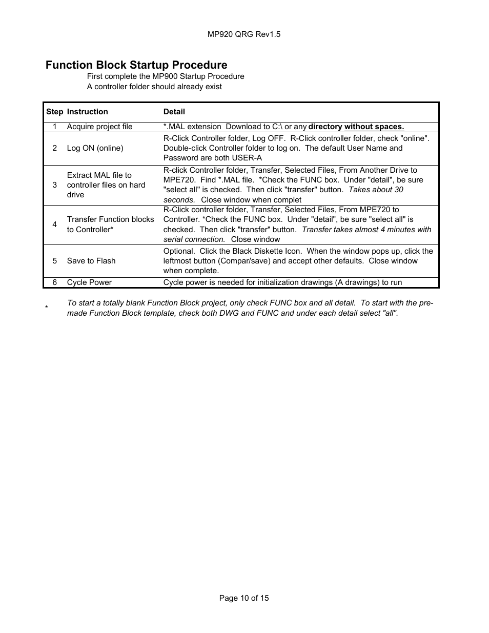 Function block startup procedure | Yaskawa MP900 User Manual | Page 9 / 13