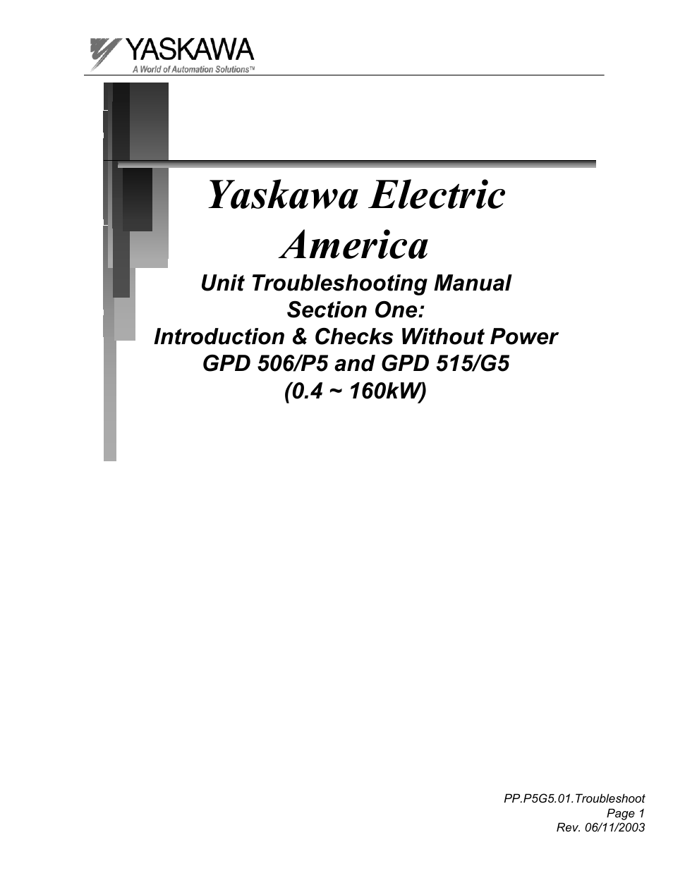 Yaskawa GPD 506/P5 Section One User Manual | 45 pages