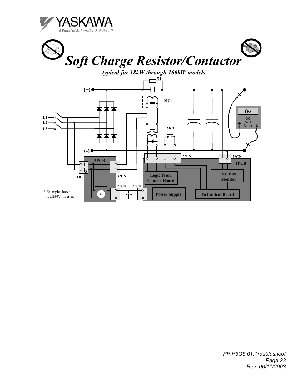 Soft charge resistor/contactor | Yaskawa GPD 506/P5 Section One User Manual | Page 23 / 45