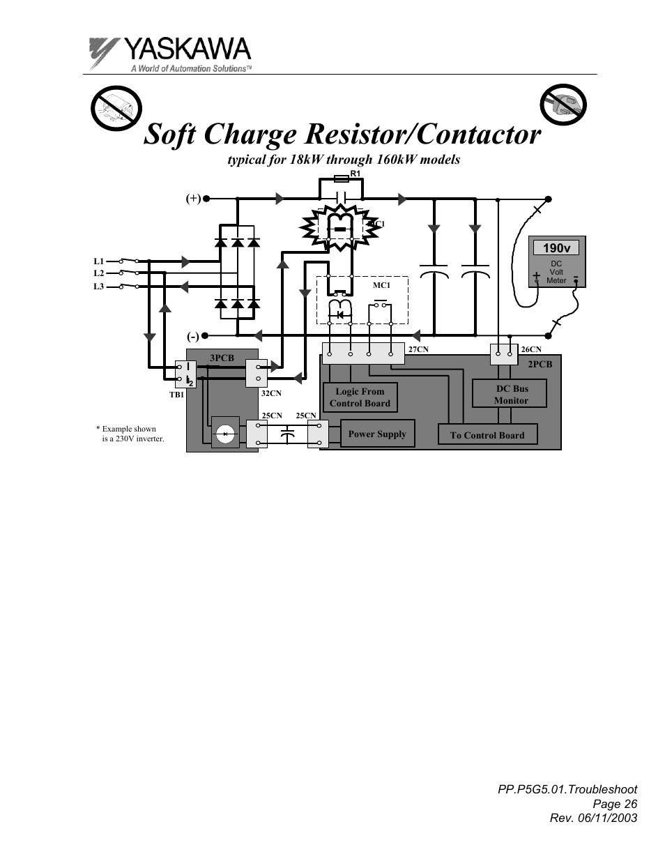 Soft charge resistor/contactor | Yaskawa GPD 506/P5 Section One User Manual | Page 26 / 45