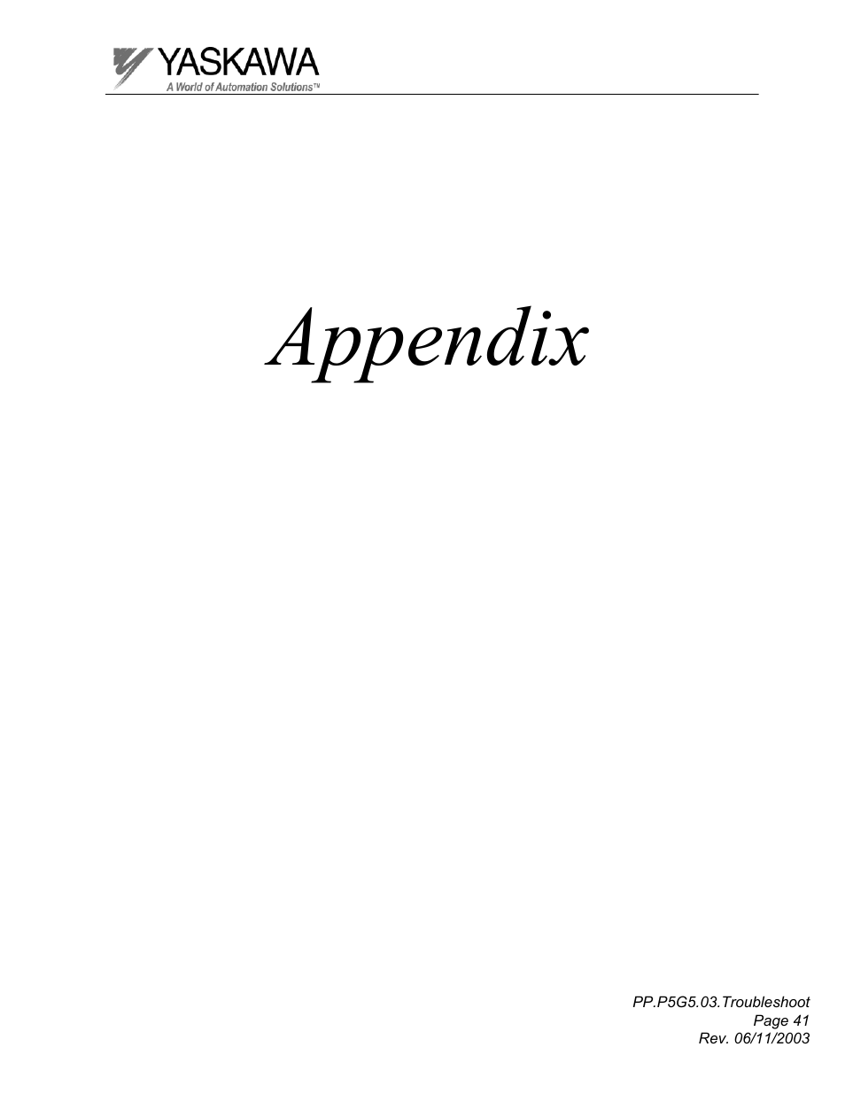 Appendix | Yaskawa GPD 506/P5 Section Three User Manual | Page 41 / 67