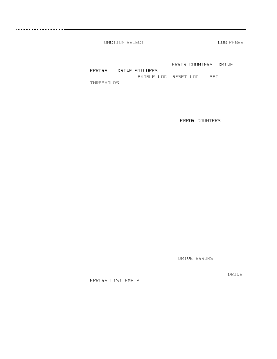 Error counters, Drive errors, Drv n err count / recovered | Drv n err count / medium, Entry k / drive n, Log pages | Ciprico 6500 User Manual | Page 52 / 92