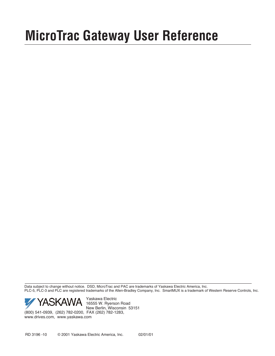 Microtrac gateway user reference | Yaskawa PLC-5 User Manual | Page 33 / 33