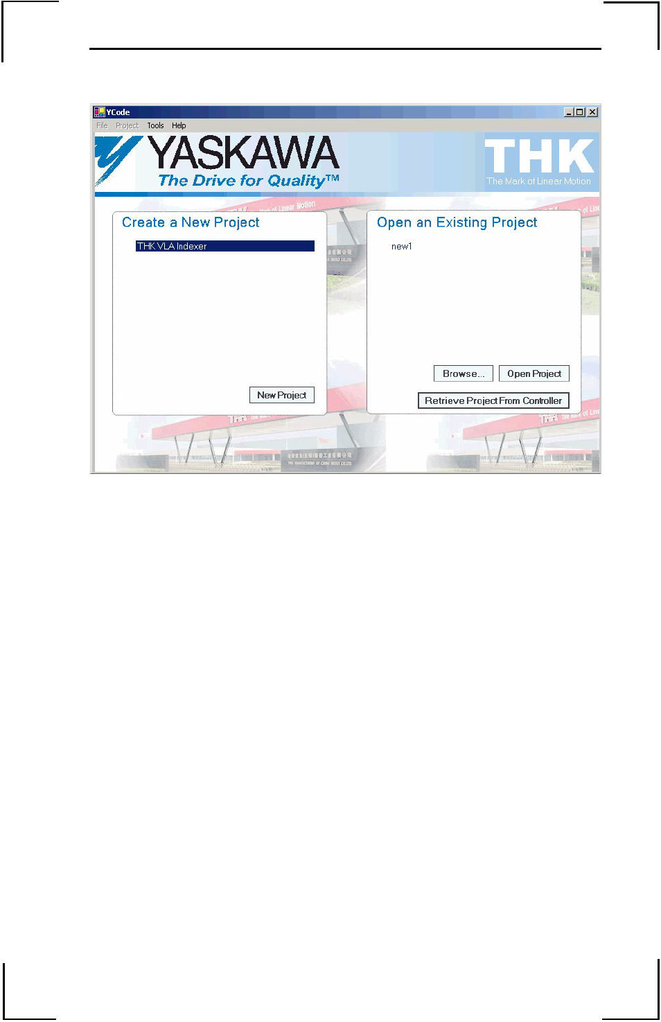 Opening screen | Yaskawa SMCGUI-THK1 User Manual | Page 6 / 36