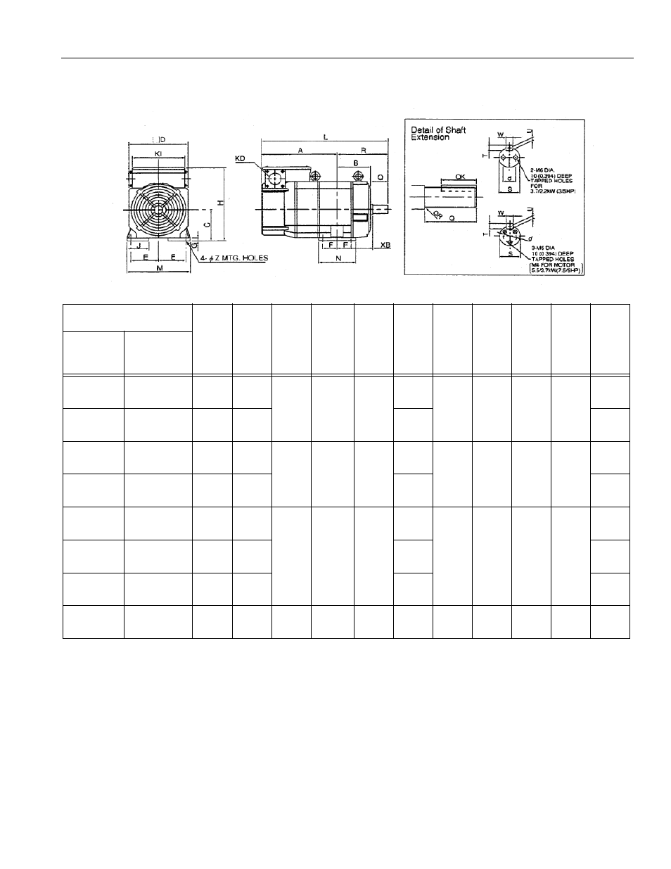 2 foot-mounted type motor dimension | Yaskawa YASNAC PC NC Connecting Manual User Manual | Page 162 / 193