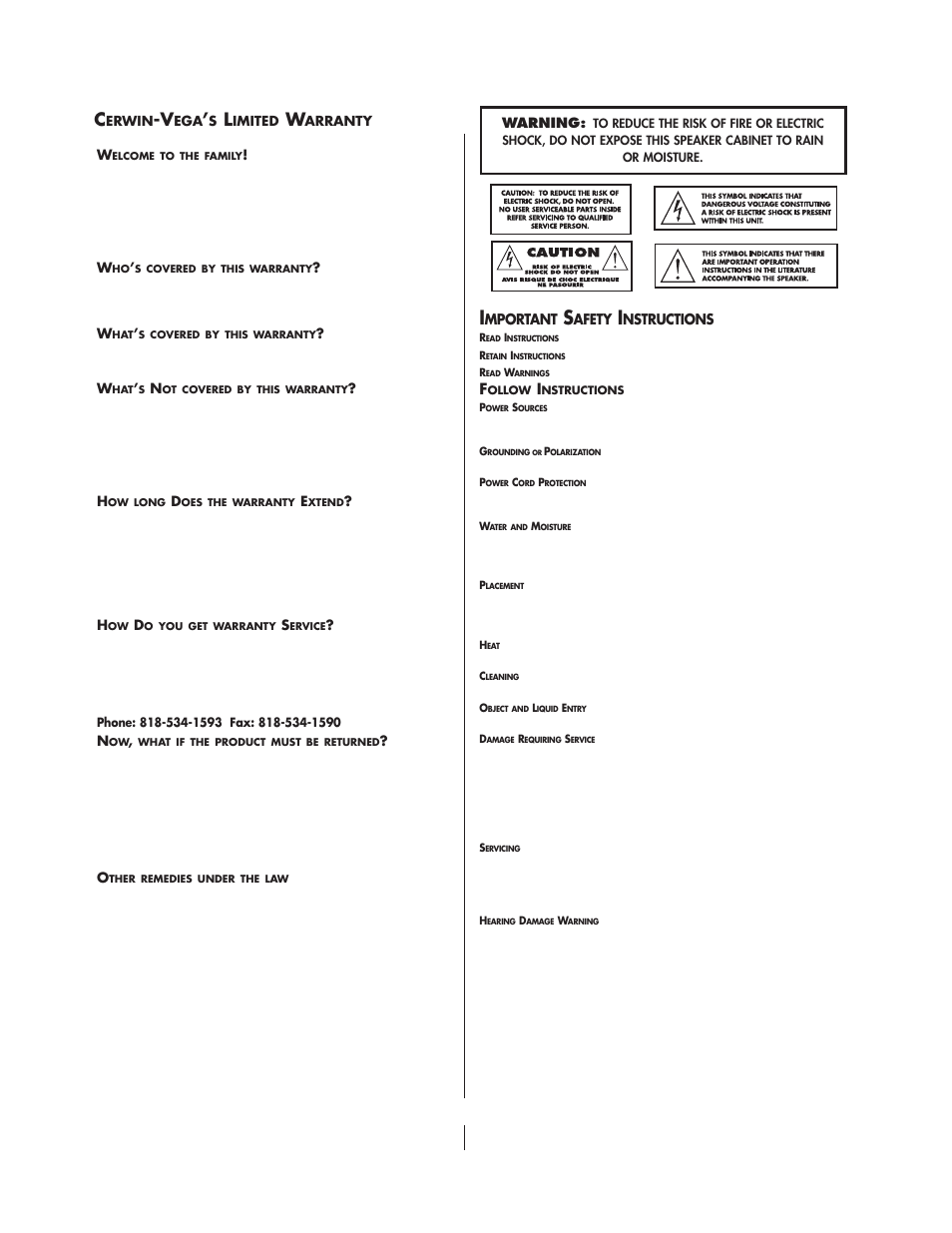 Cerwin-Vega V-MAX 15 User Manual | Page 2 / 18