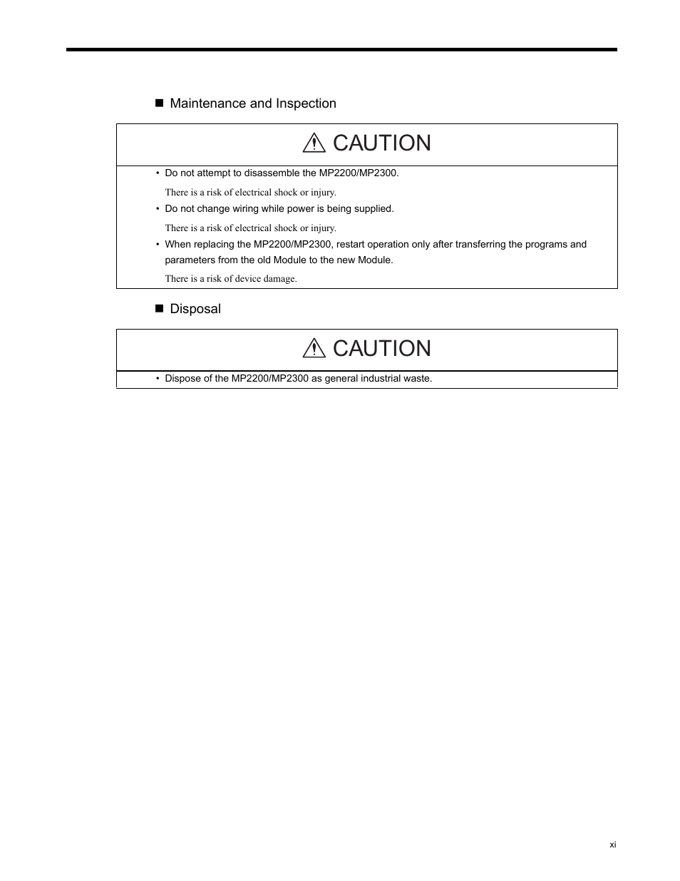 Caution | Yaskawa MP2200 Machine Controller User Manual | Page 11 / 529