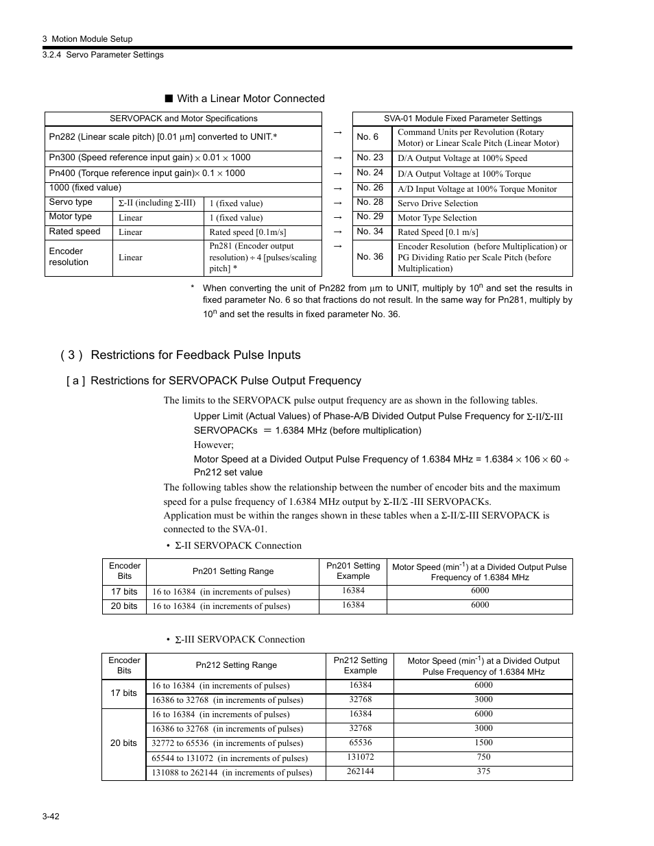 3 ) restrictions for feedback pulse inputs | Yaskawa MP2200 Machine Controller User Manual | Page 114 / 529