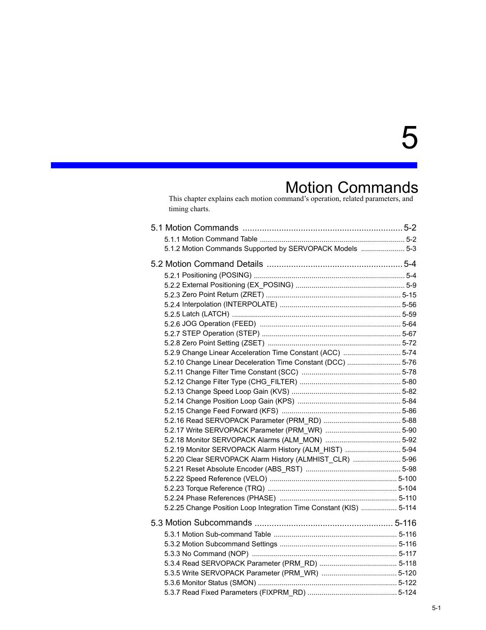 Motion commands, Chapter 5 motion commands, To chapter 5 motion commands | Chapter 5 motion commands for, R to chapter 5 motion commands for | Yaskawa MP2200 Machine Controller User Manual | Page 231 / 529