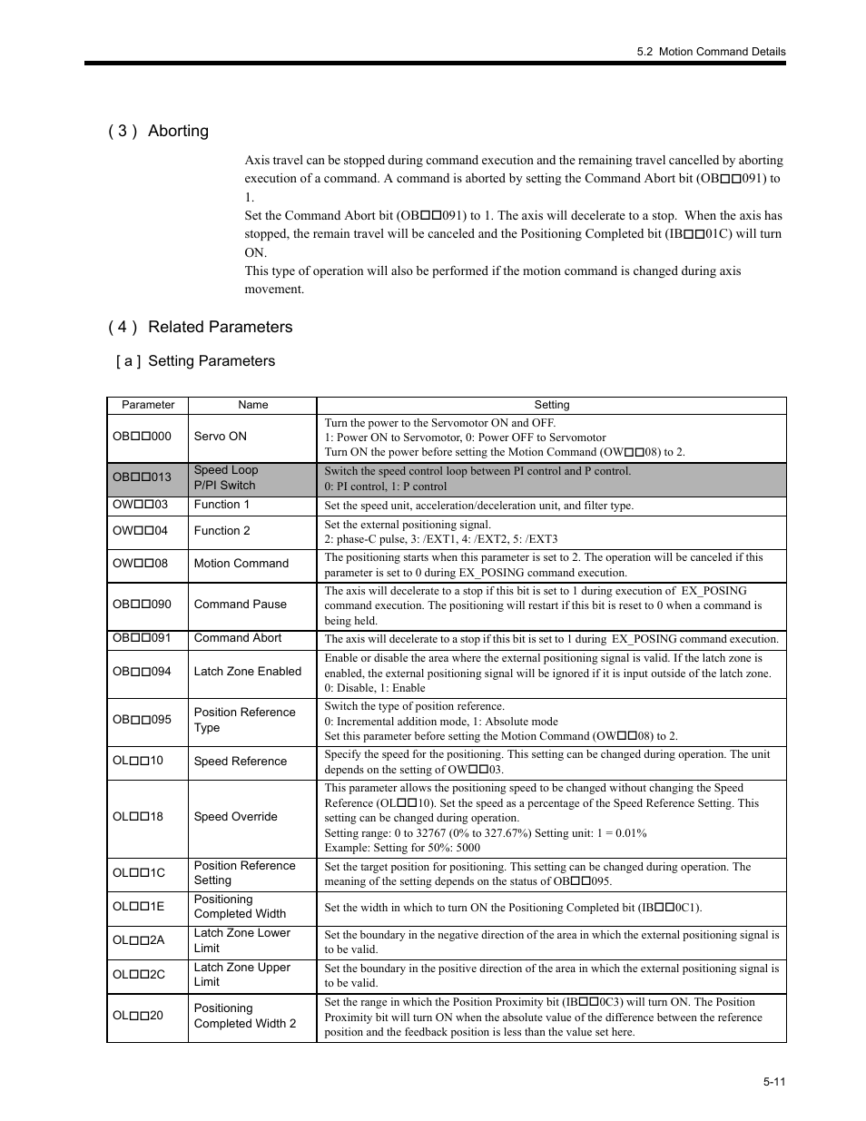 3 ) aborting, 4 ) related parameters | Yaskawa MP2200 Machine Controller User Manual | Page 241 / 529