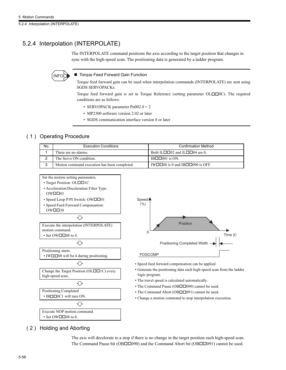 4 interpolation (interpolate), 4 interpolation (interpola, 4 interpolation (interpolate) -56 | 1 ) operating procedure ( 2 ) holding and aborting | Yaskawa MP2200 Machine Controller User Manual | Page 286 / 529