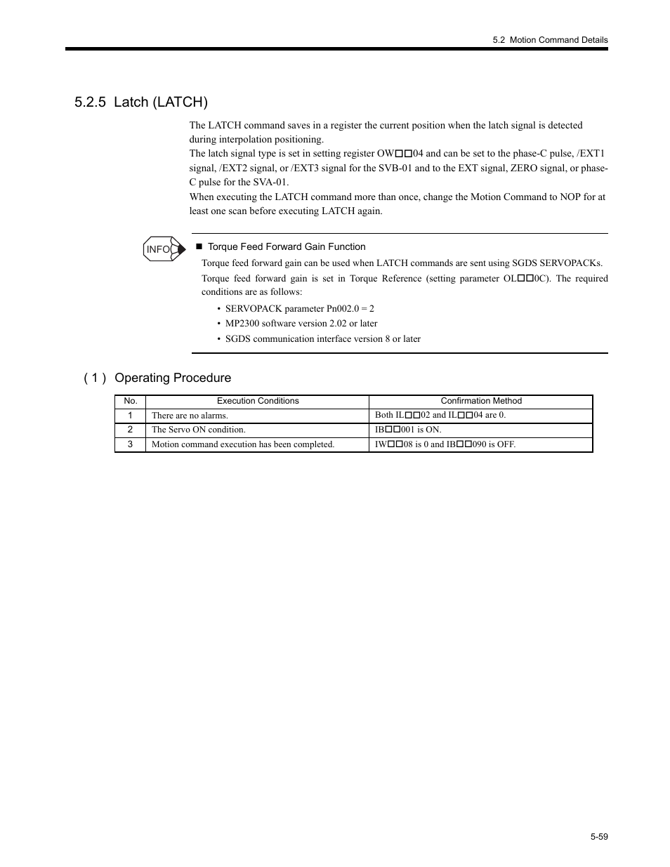 5 latch (latch), 5 latch (la, 5 latch (latch) -59 | 1 ) operating procedure | Yaskawa MP2200 Machine Controller User Manual | Page 289 / 529