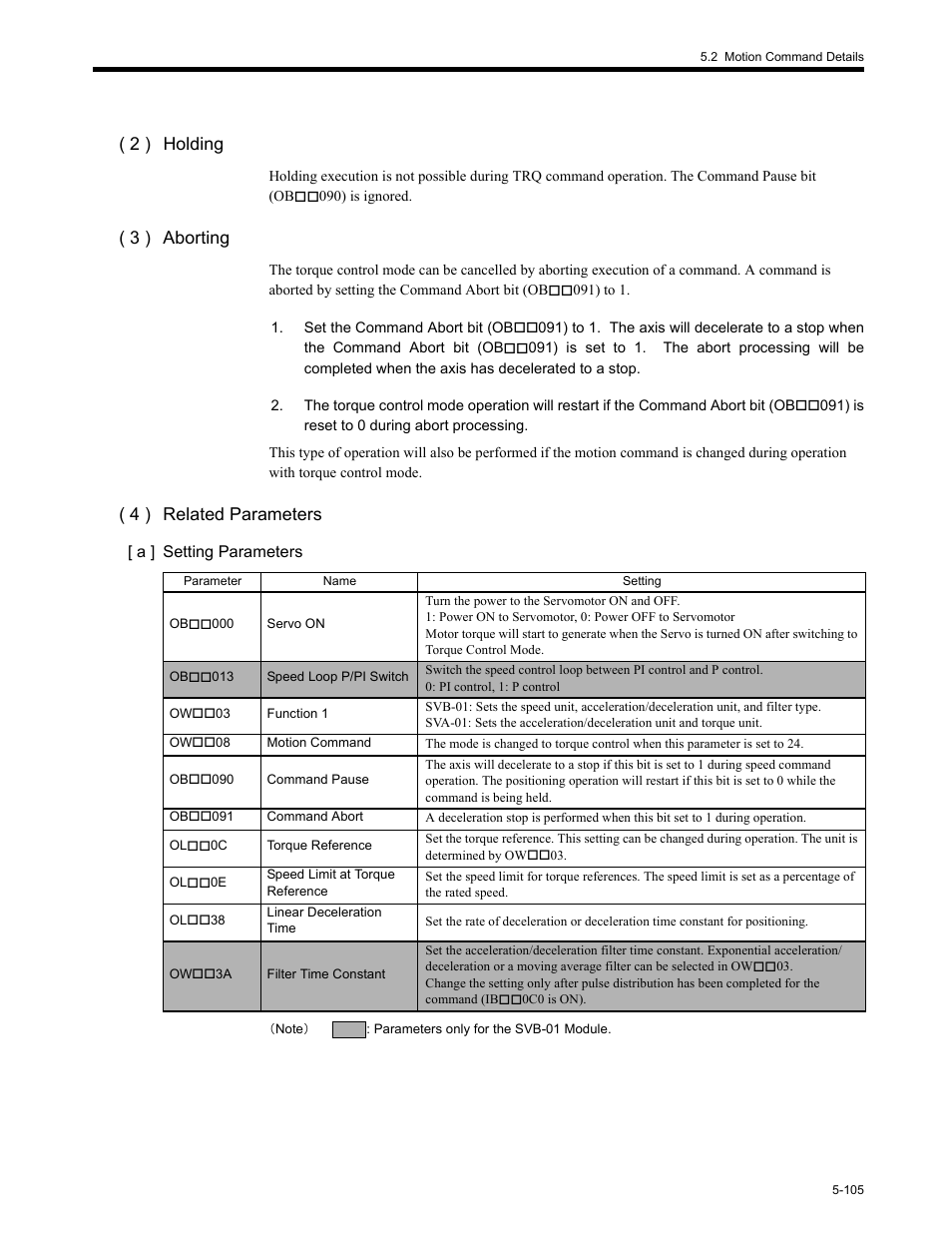 2 ) holding, 3 ) aborting, 4 ) related parameters | Yaskawa MP2200 Machine Controller User Manual | Page 335 / 529
