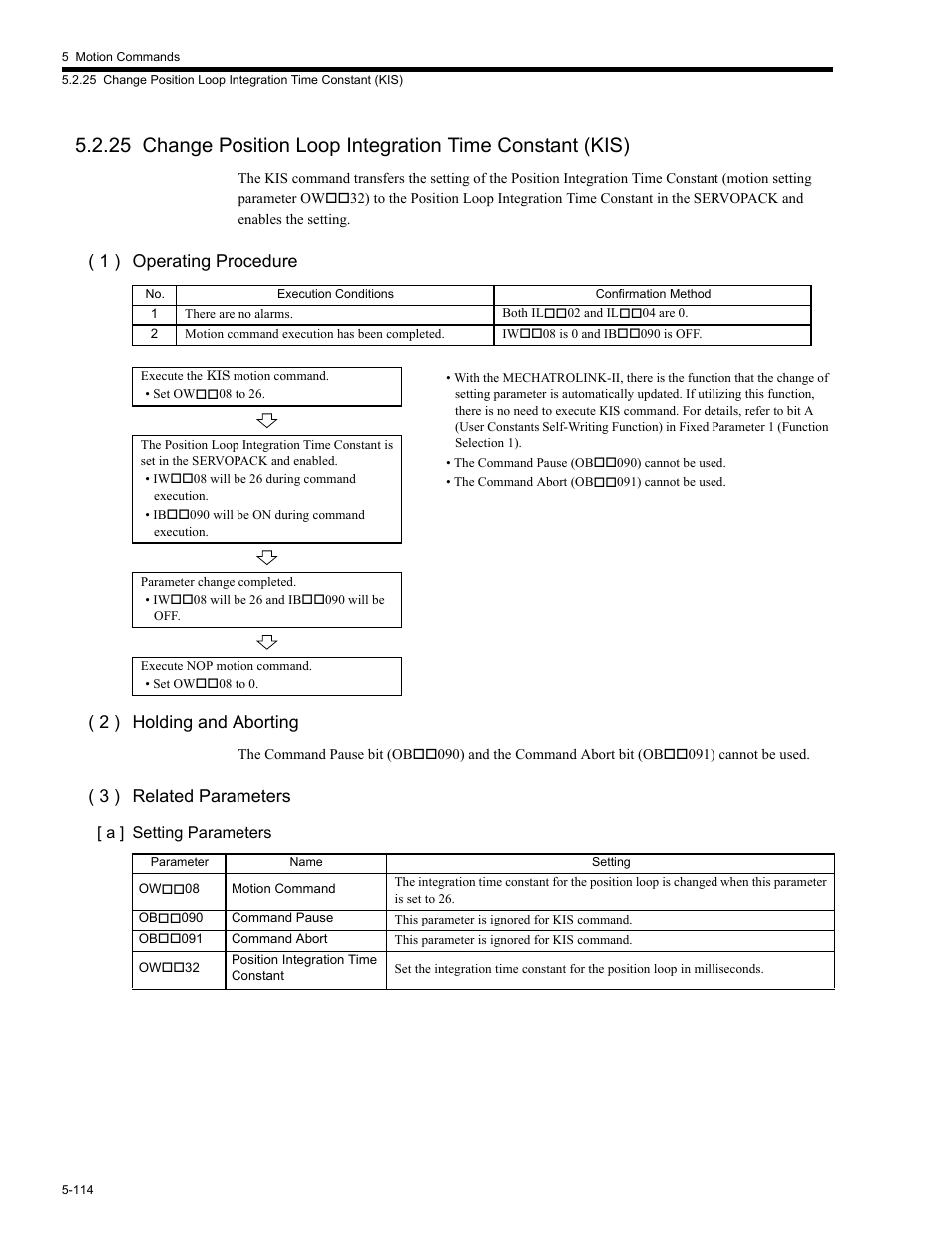 25 chan, 1 ) operating procedure ( 2 ) holding and aborting, 3 ) related parameters | Yaskawa MP2200 Machine Controller User Manual | Page 344 / 529