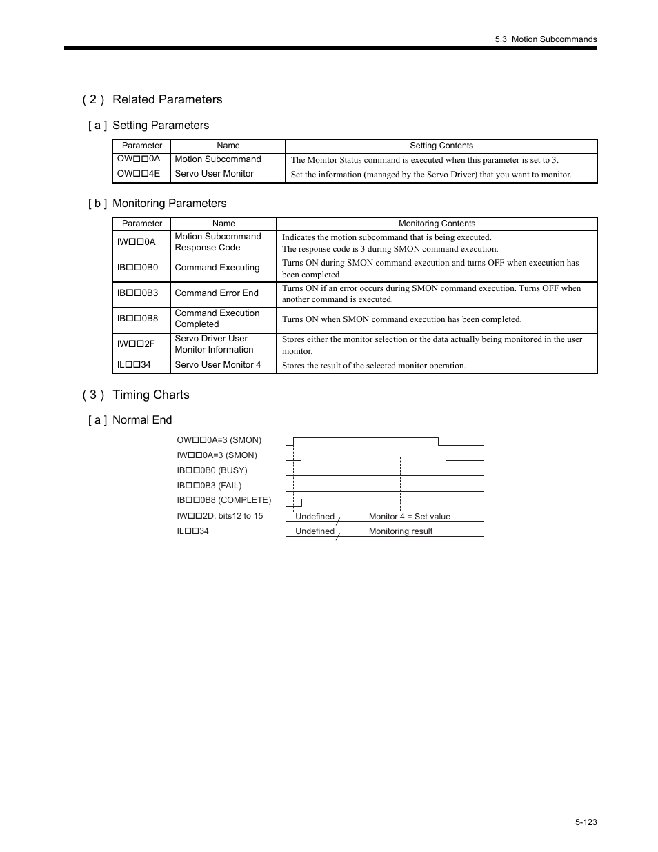 2 ) related parameters, 3 ) timing charts | Yaskawa MP2200 Machine Controller User Manual | Page 353 / 529