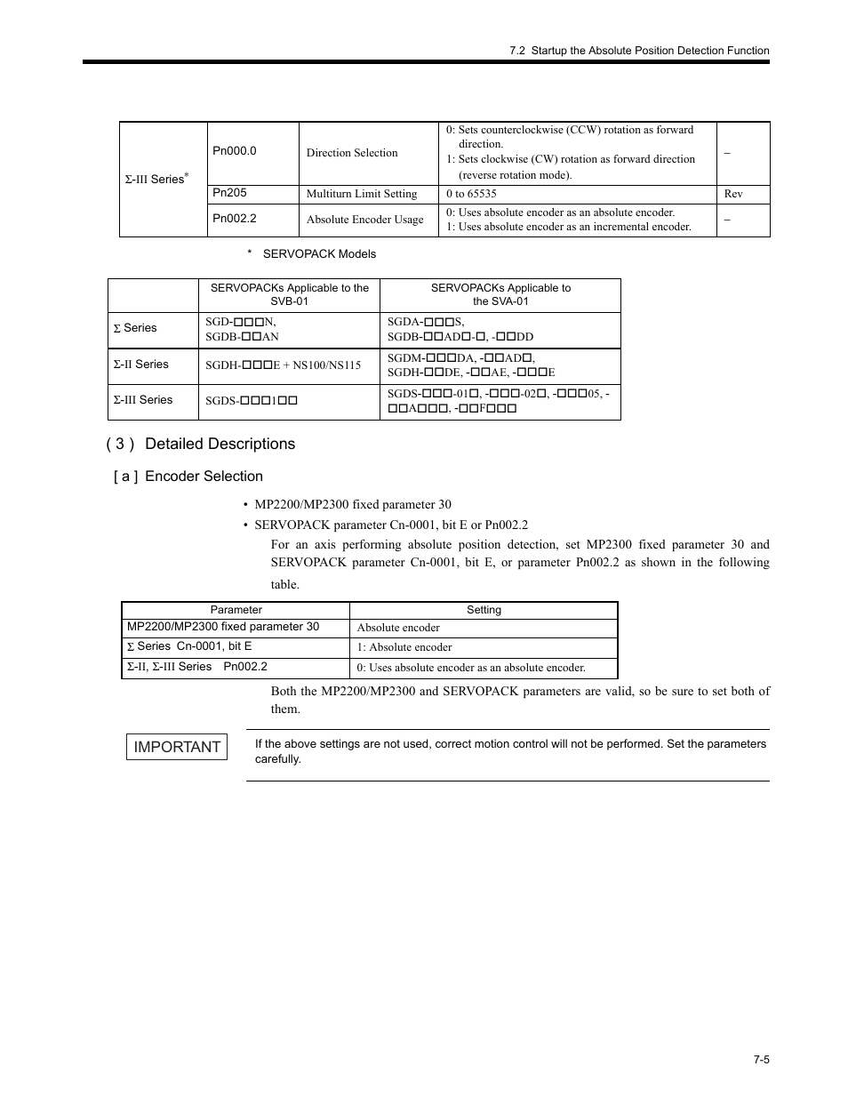 3 ) detailed descriptions, Important | Yaskawa MP2200 Machine Controller User Manual | Page 389 / 529
