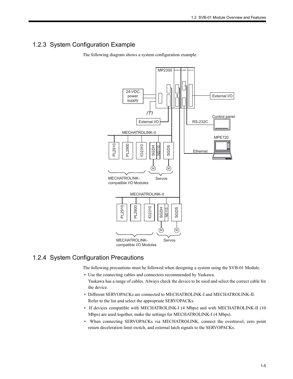 3 system configuration example, 4 system configuration precautions | Yaskawa MP2200 Machine Controller User Manual | Page 39 / 529