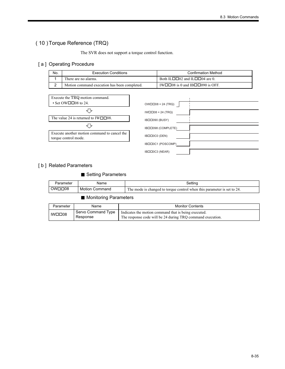 10 ) torque reference (trq), A ] operating procedure [ b ] related parameters | Yaskawa MP2200 Machine Controller User Manual | Page 451 / 529