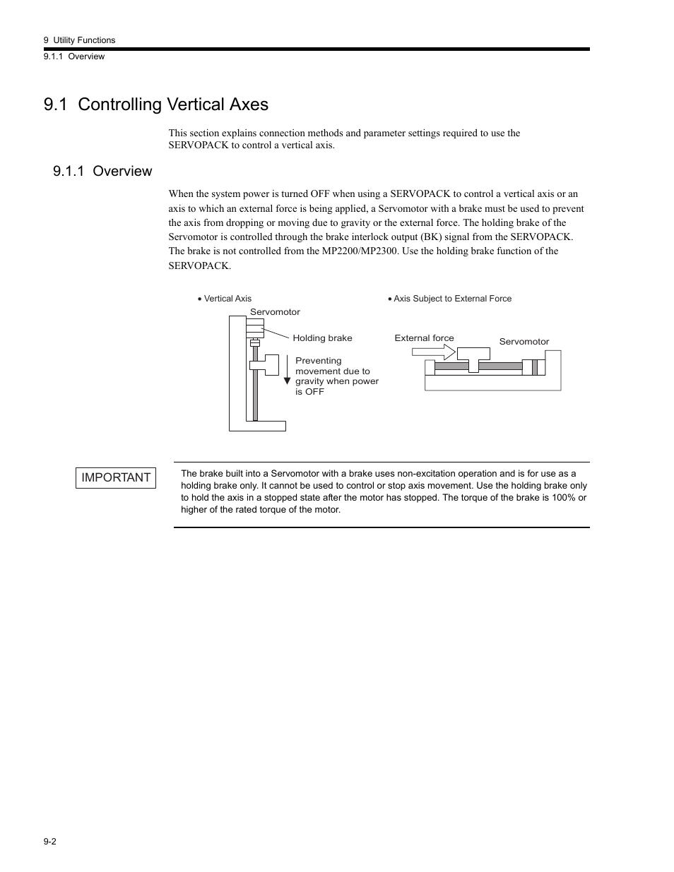 1 controlling vertical axes, 1 overview, 1 controlling vertical axes -2 | 1 overview -2, 1 controlling v ertical axes | Yaskawa MP2200 Machine Controller User Manual | Page 466 / 529