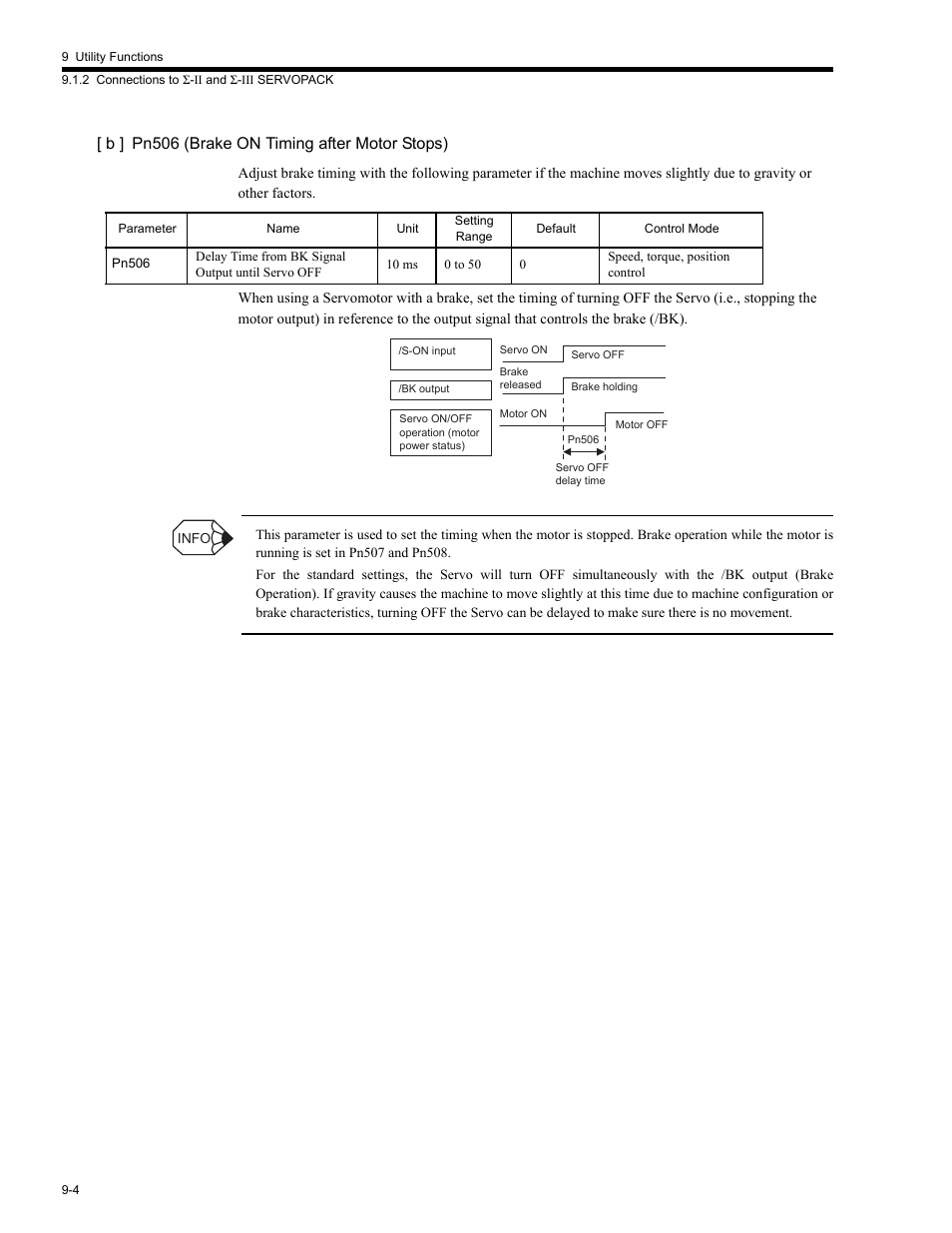 B ] pn506 (brake on timing after motor stops) | Yaskawa MP2200 Machine Controller User Manual | Page 468 / 529