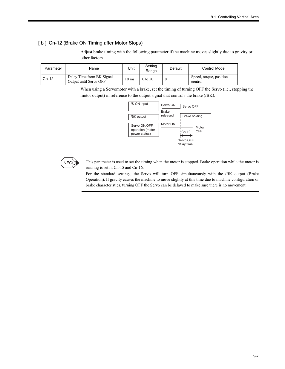 B ] cn-12 (brake on timing after motor stops) | Yaskawa MP2200 Machine Controller User Manual | Page 471 / 529