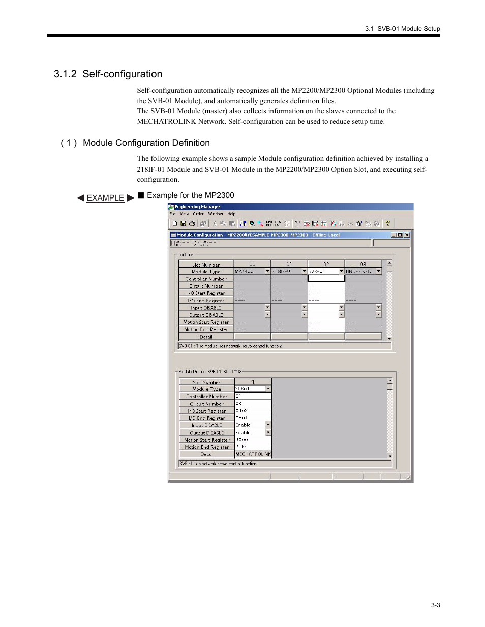 2 self-configuration, 2 self, 2 self-configuration -3 | 1 svb-01 mod, Ule setup | Yaskawa MP2200 Machine Controller User Manual | Page 75 / 529