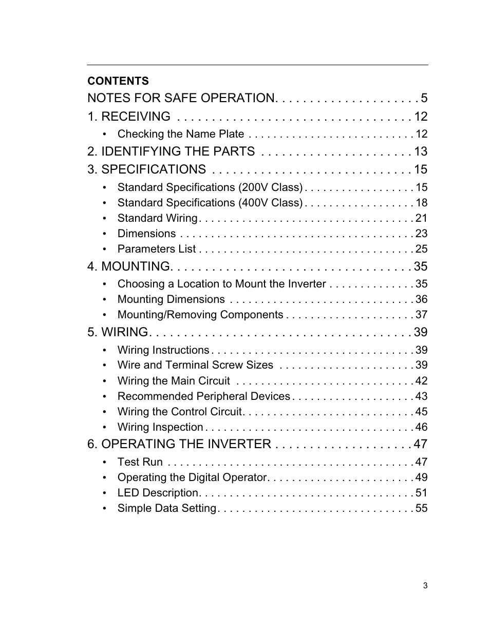 Yaskawa VS mini J7 Series User Manual | Page 3 / 118