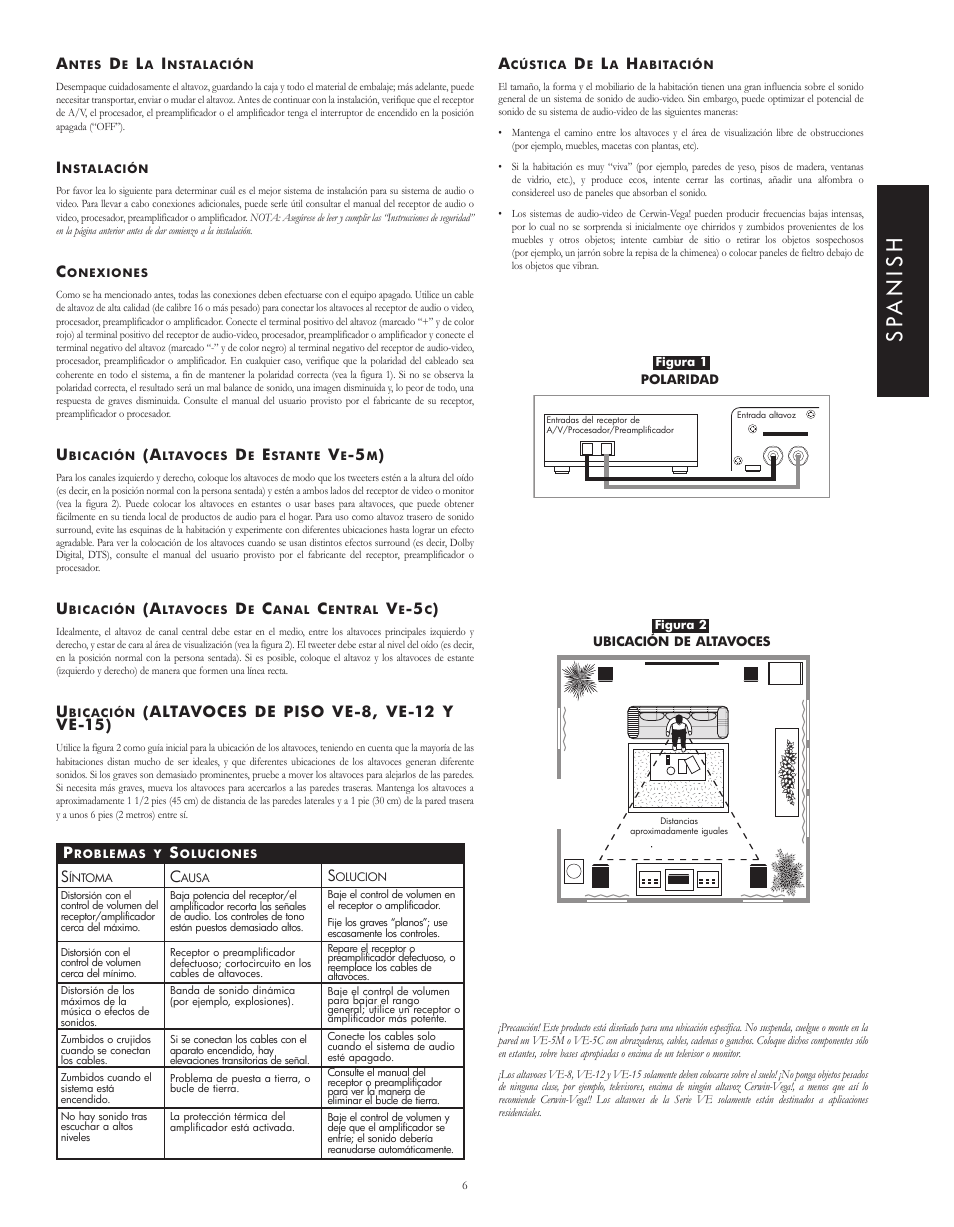 Spa n is h | Cerwin-Vega VE-5C User Manual | Page 10 / 24