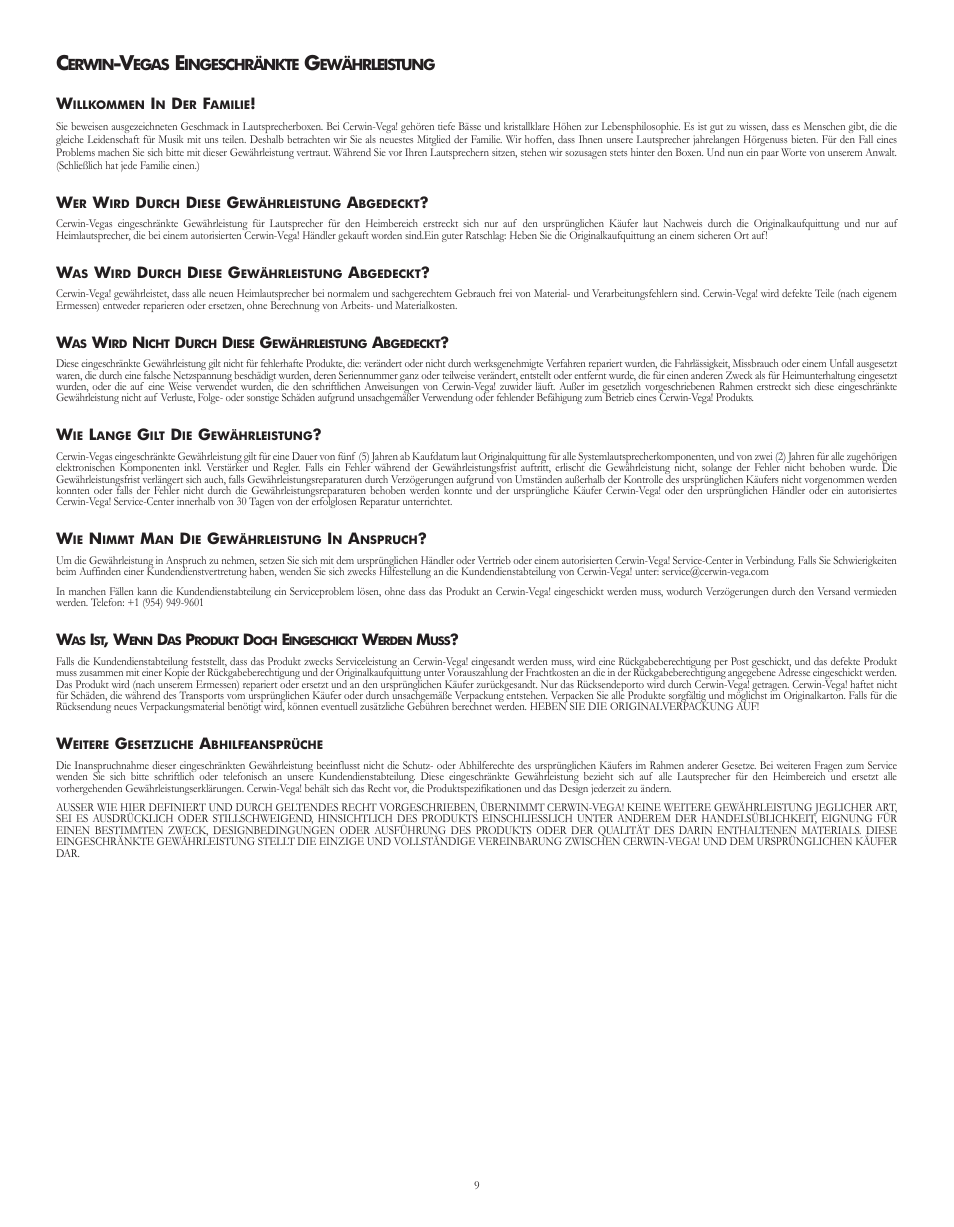 German | Cerwin-Vega VE-5C User Manual | Page 13 / 24