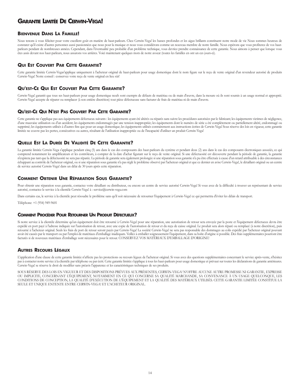 French | Cerwin-Vega VE-5C User Manual | Page 18 / 24