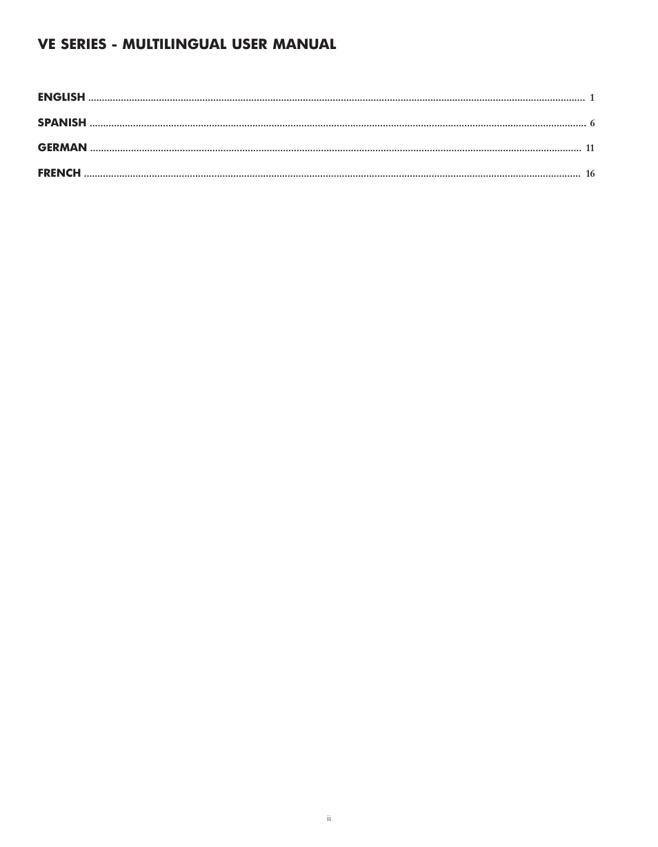 Ve series - multilingual user manual | Cerwin-Vega VE-5C User Manual | Page 2 / 24