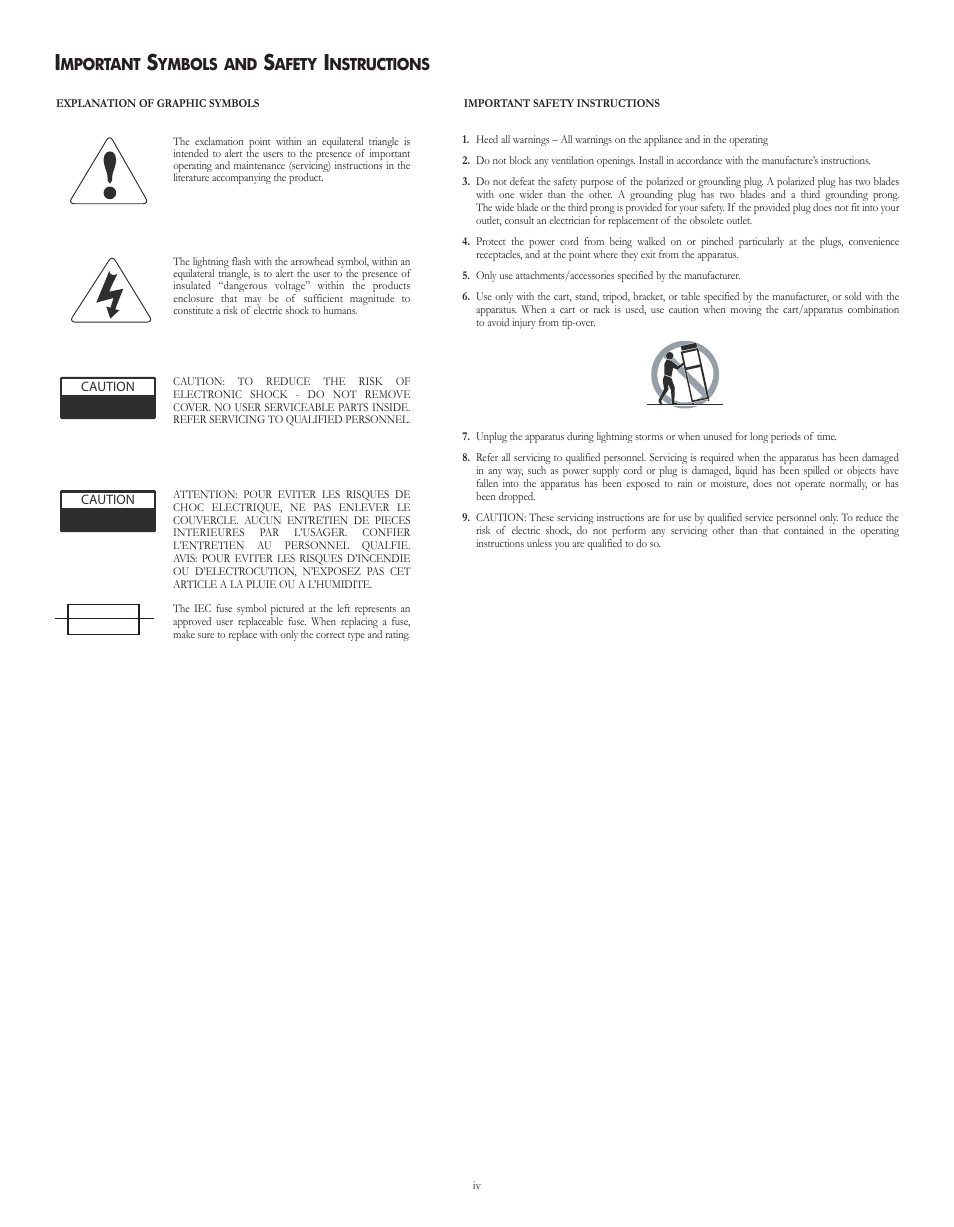 Mportant, Ymbols and, Afety | Nstructions | Cerwin-Vega VE-5C User Manual | Page 4 / 24
