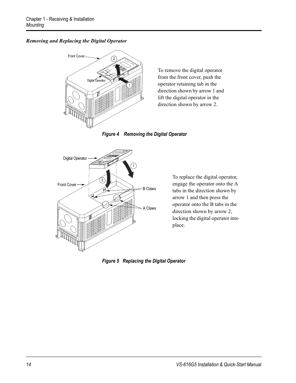 Yaskawa VS-616G5 Series Revision F Quick-Start User Manual | Page 14 / 117