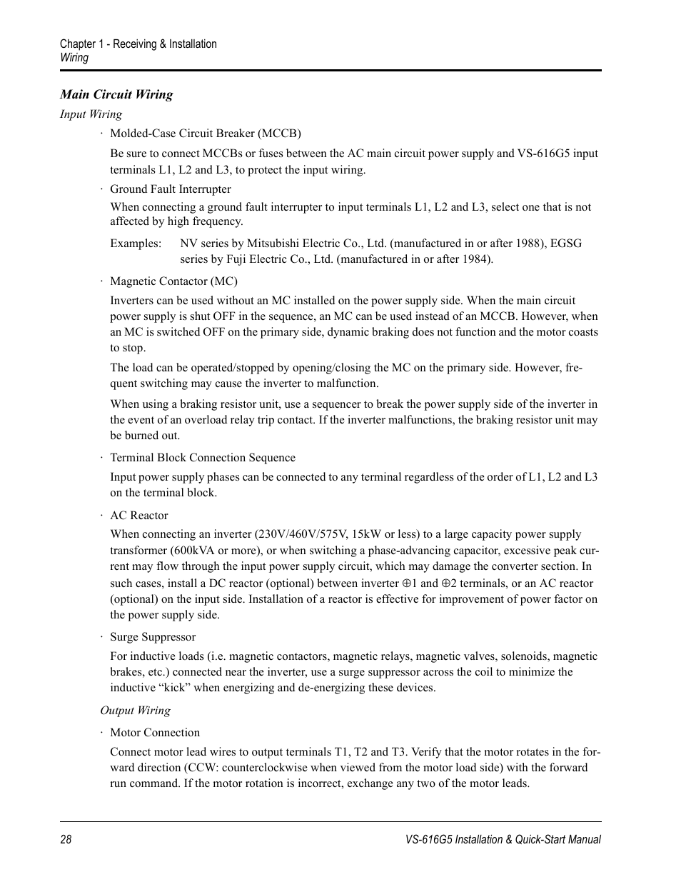 Yaskawa VS-616G5 Series Revision F Quick-Start User Manual | Page 28 / 117