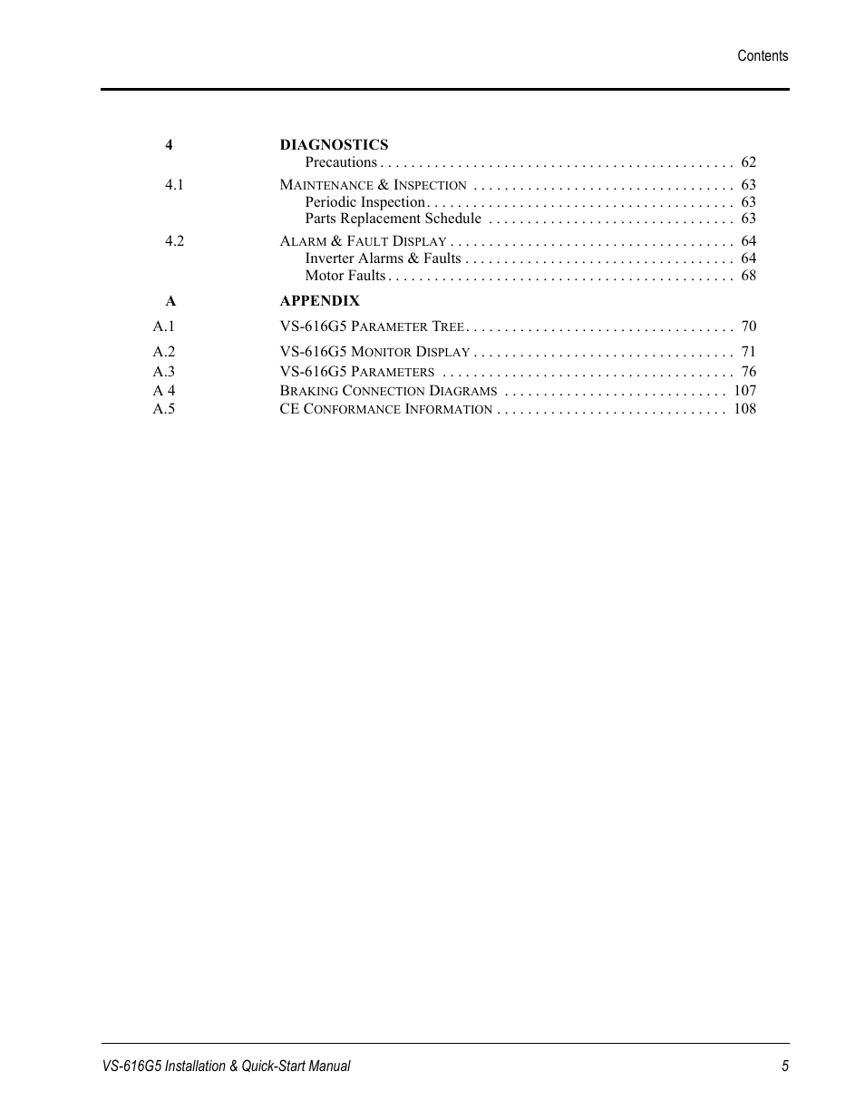 Yaskawa VS-616G5 Series Revision F Quick-Start User Manual | Page 5 / 117