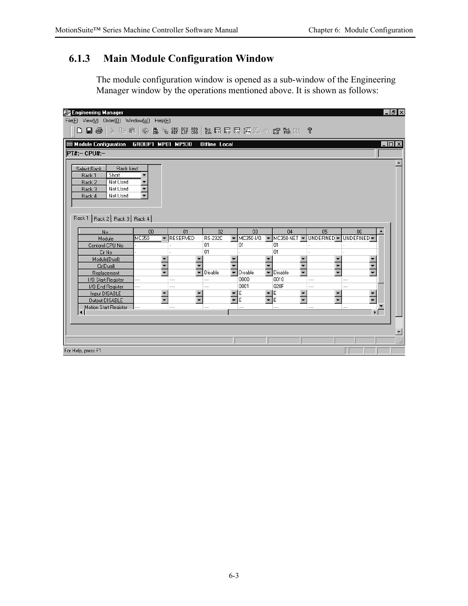 3 main module configuration window | Yaskawa MotionSuite Series Machine Controller Software Manual User Manual | Page 147 / 461