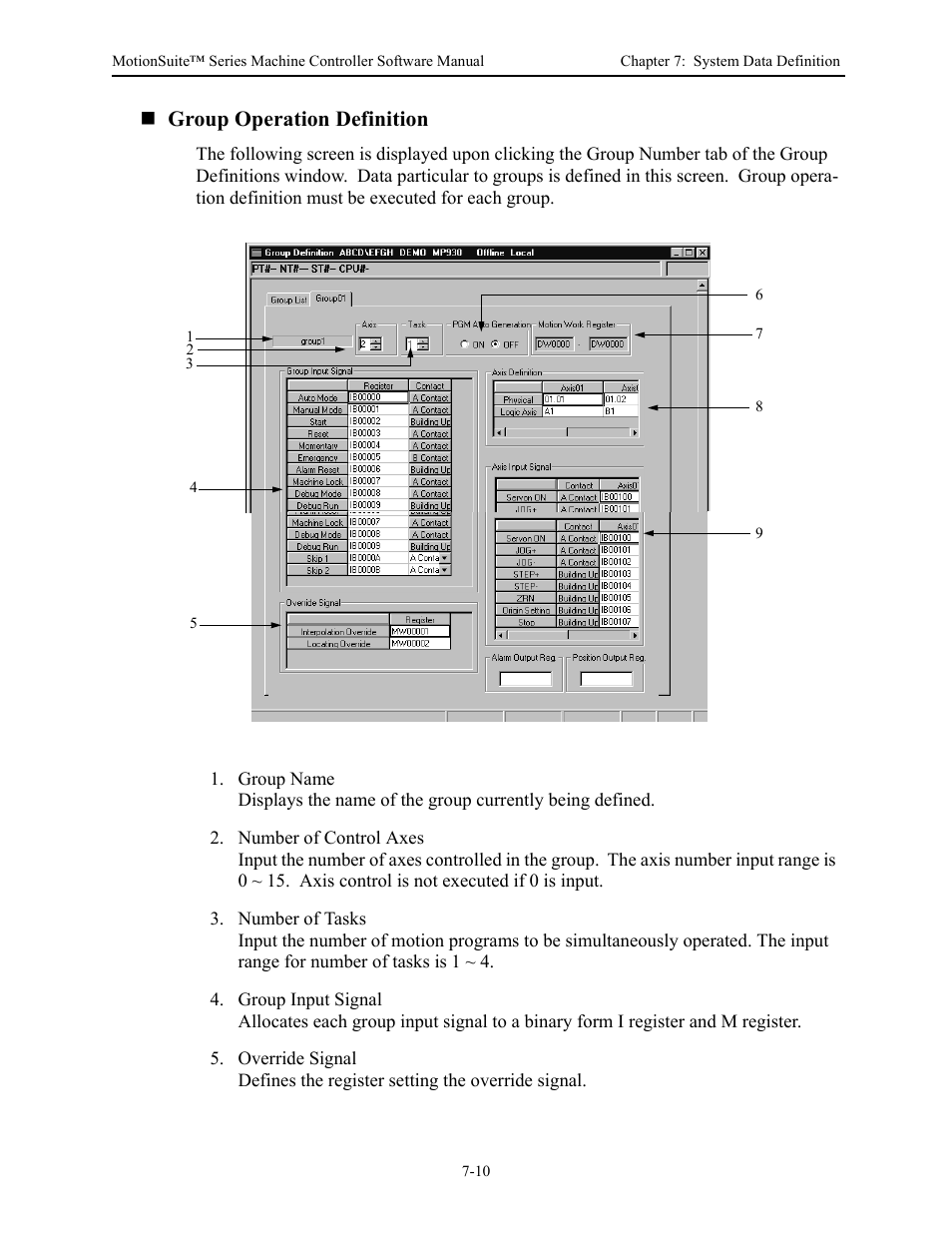 Group operation definition | Yaskawa MotionSuite Series Machine Controller Software Manual User Manual | Page 183 / 461