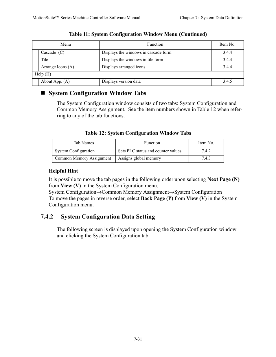 System configuration window tabs, 2 system configuration data setting | Yaskawa MotionSuite Series Machine Controller Software Manual User Manual | Page 204 / 461