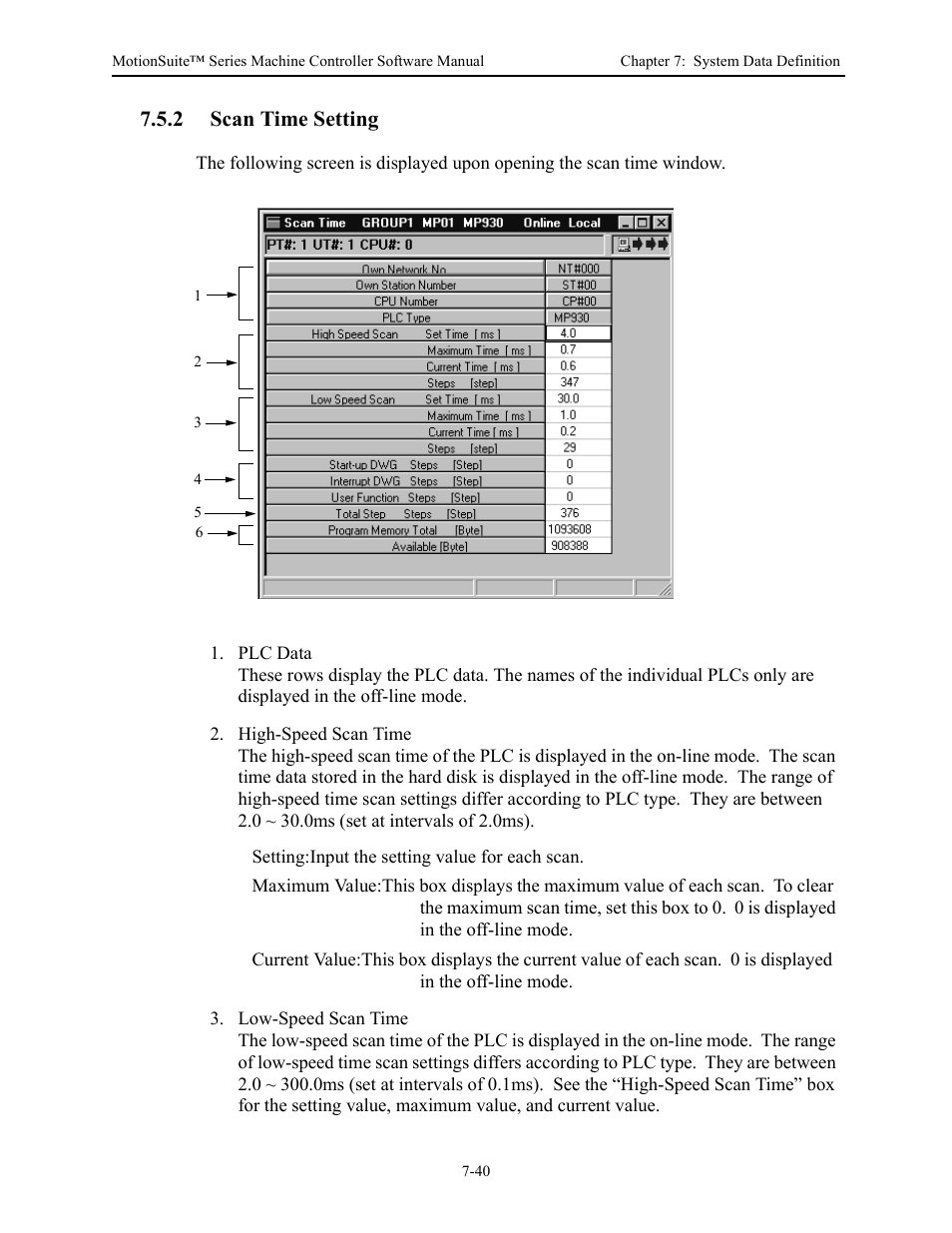 2 scan time setting | Yaskawa MotionSuite Series Machine Controller Software Manual User Manual | Page 213 / 461