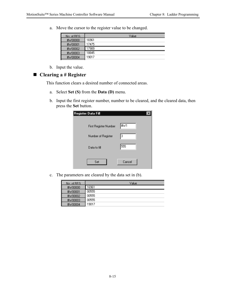 Clearing a # register | Yaskawa MotionSuite Series Machine Controller Software Manual User Manual | Page 263 / 461