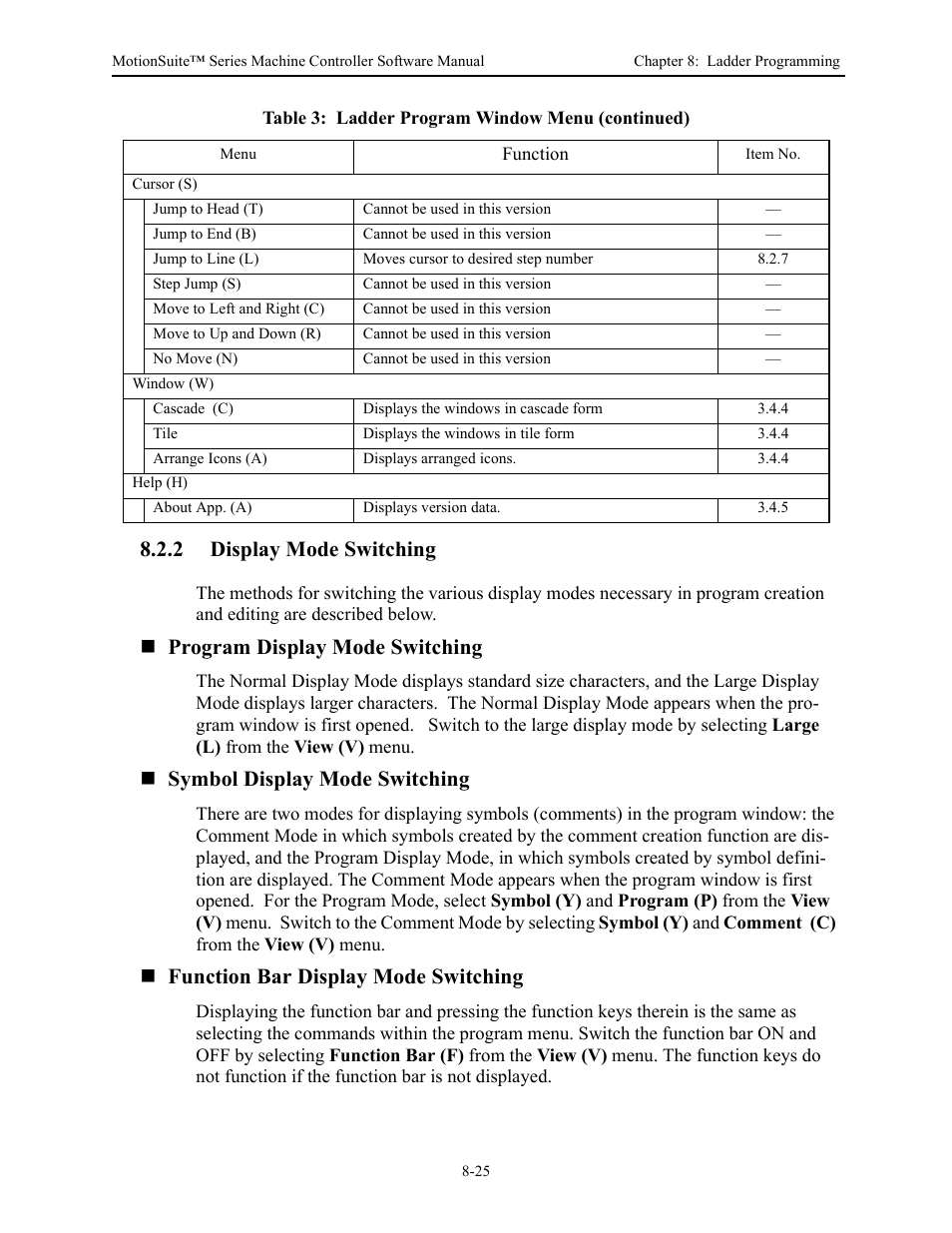 2 display mode switching, Program display mode switching, Symbol display mode switching | Function bar display mode switching | Yaskawa MotionSuite Series Machine Controller Software Manual User Manual | Page 273 / 461