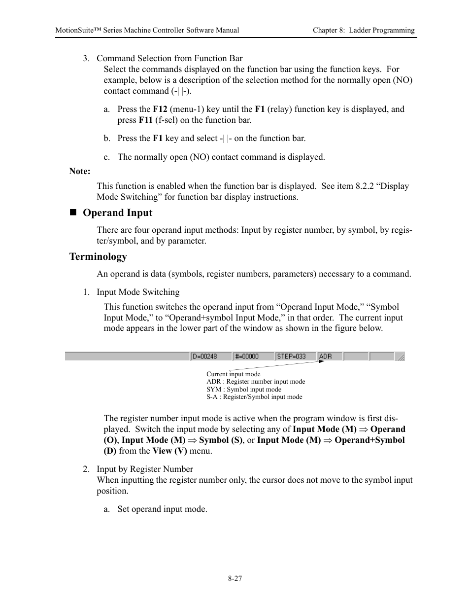 Operand input, Terminology | Yaskawa MotionSuite Series Machine Controller Software Manual User Manual | Page 275 / 461