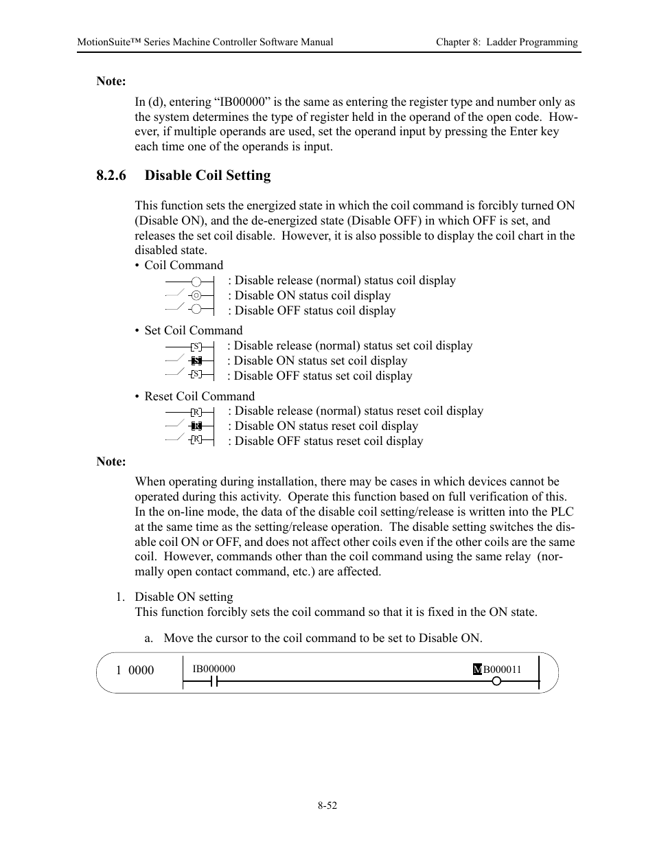 6 disable coil setting | Yaskawa MotionSuite Series Machine Controller Software Manual User Manual | Page 300 / 461