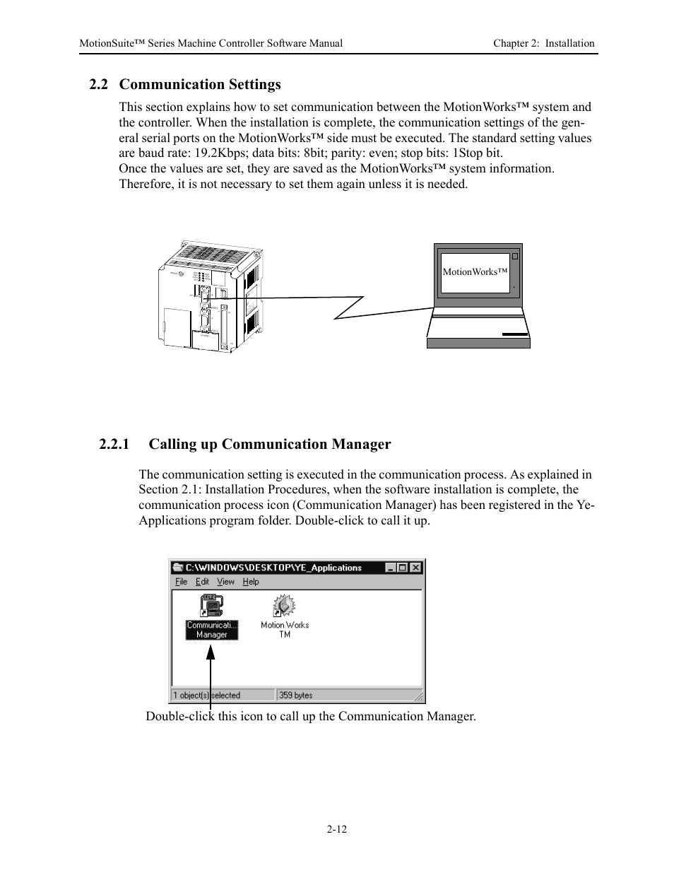 2 communication settings, 1 calling up communication manager | Yaskawa MotionSuite Series Machine Controller Software Manual User Manual | Page 31 / 461