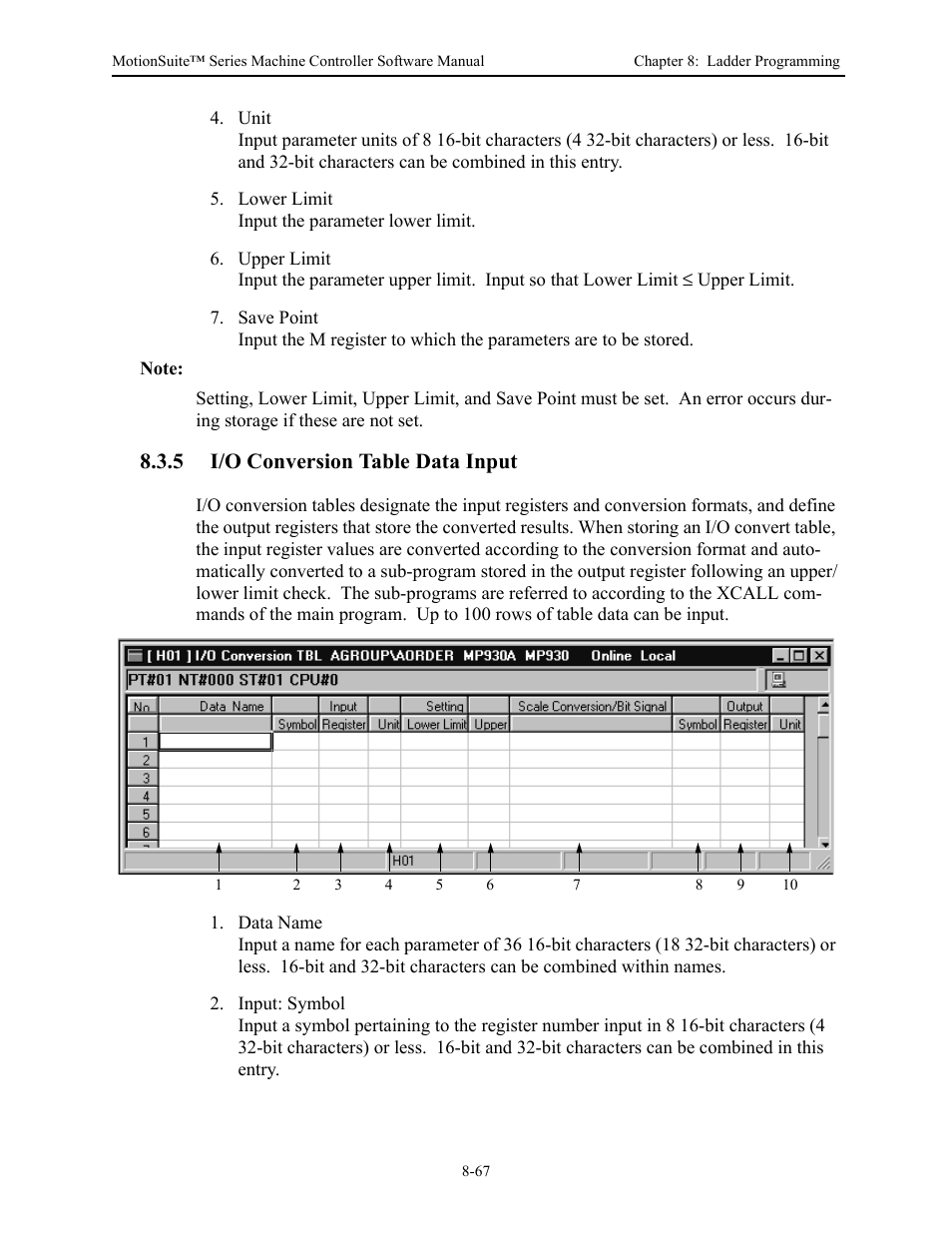 5 i/o conversion table data input | Yaskawa MotionSuite Series Machine Controller Software Manual User Manual | Page 315 / 461
