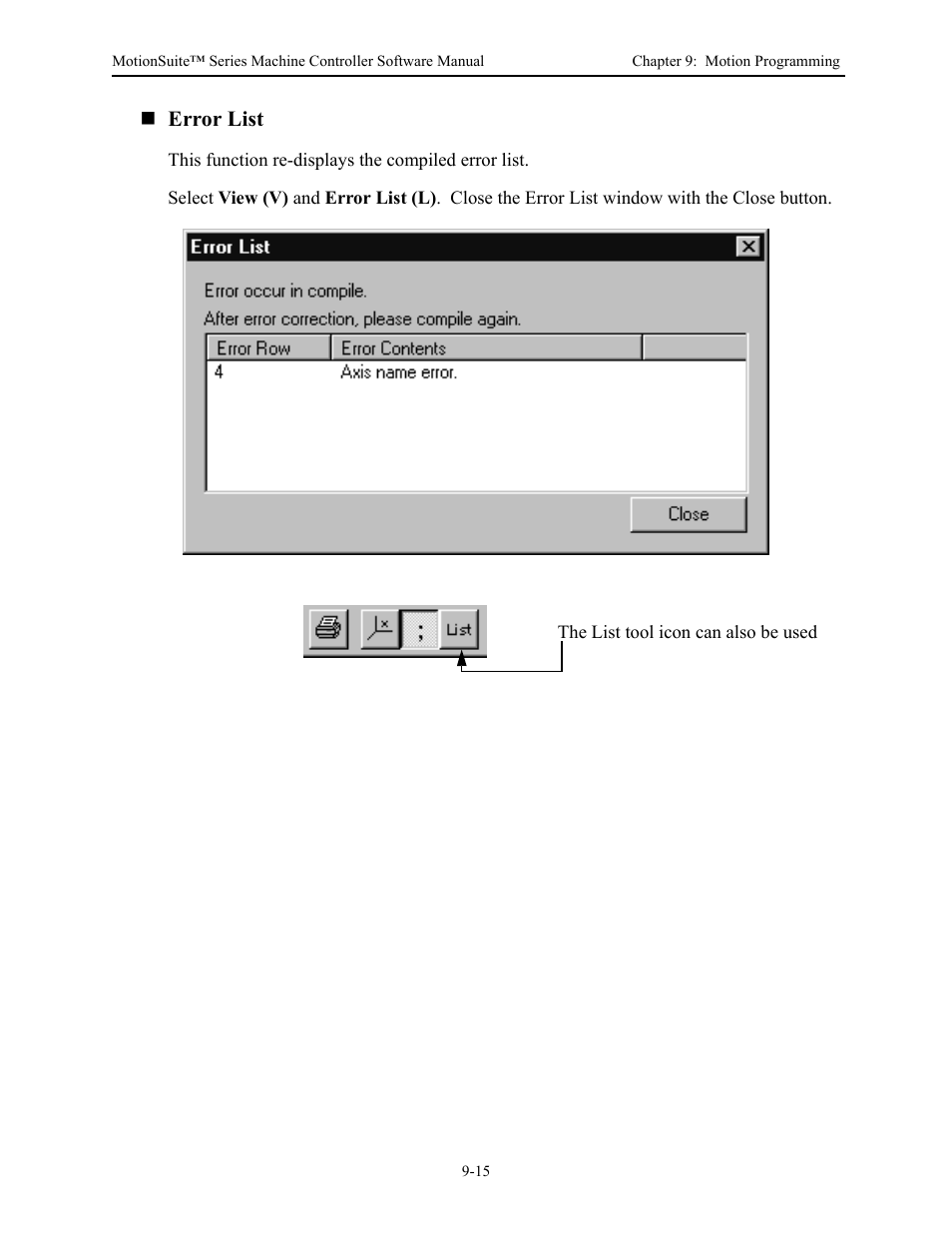 Error list | Yaskawa MotionSuite Series Machine Controller Software Manual User Manual | Page 367 / 461