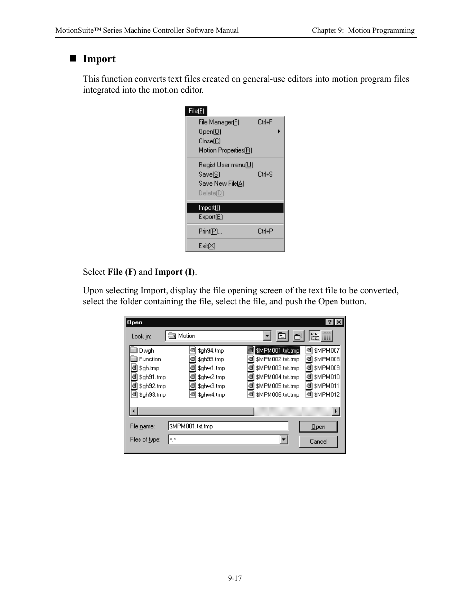 Import | Yaskawa MotionSuite Series Machine Controller Software Manual User Manual | Page 369 / 461
