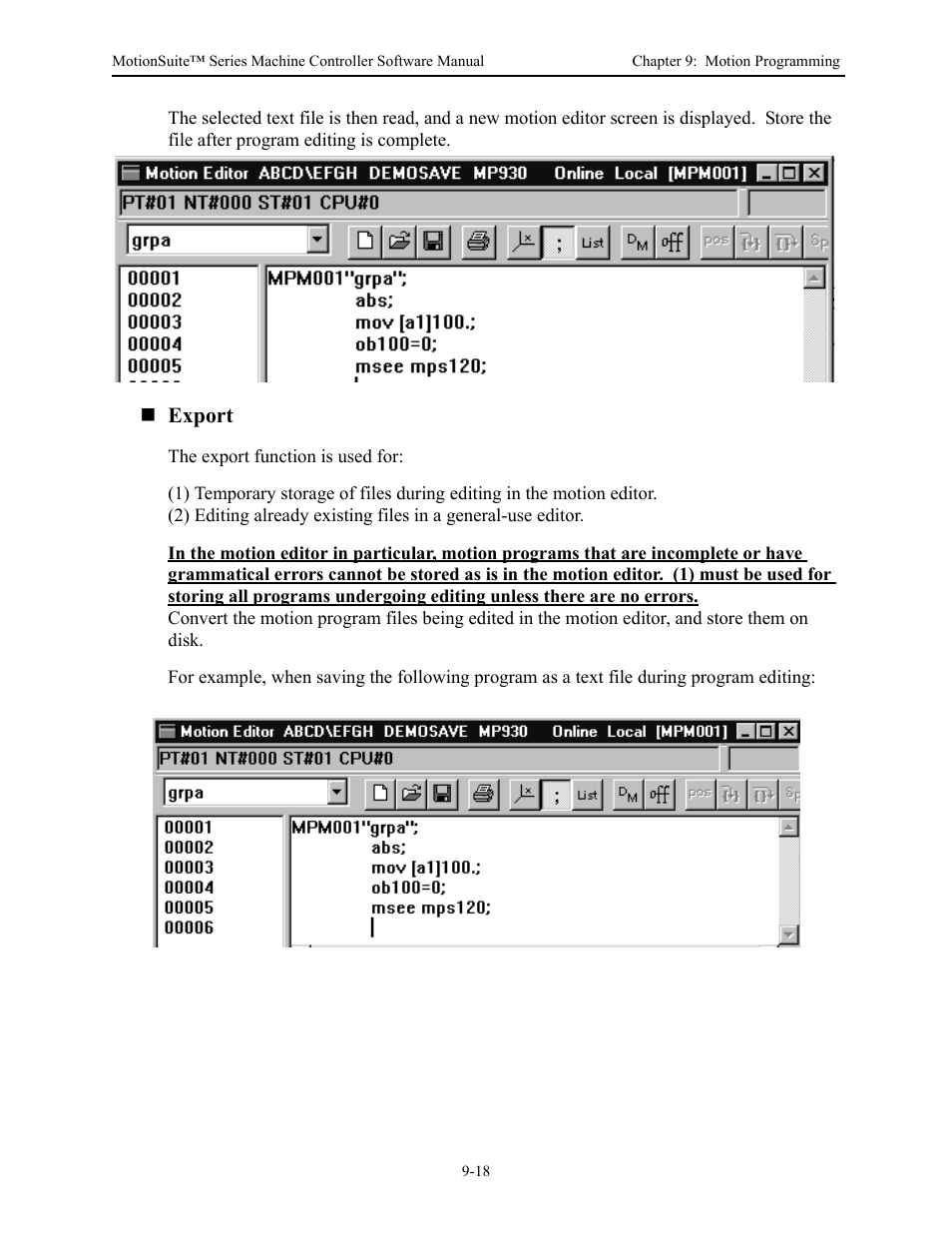 Export | Yaskawa MotionSuite Series Machine Controller Software Manual User Manual | Page 370 / 461